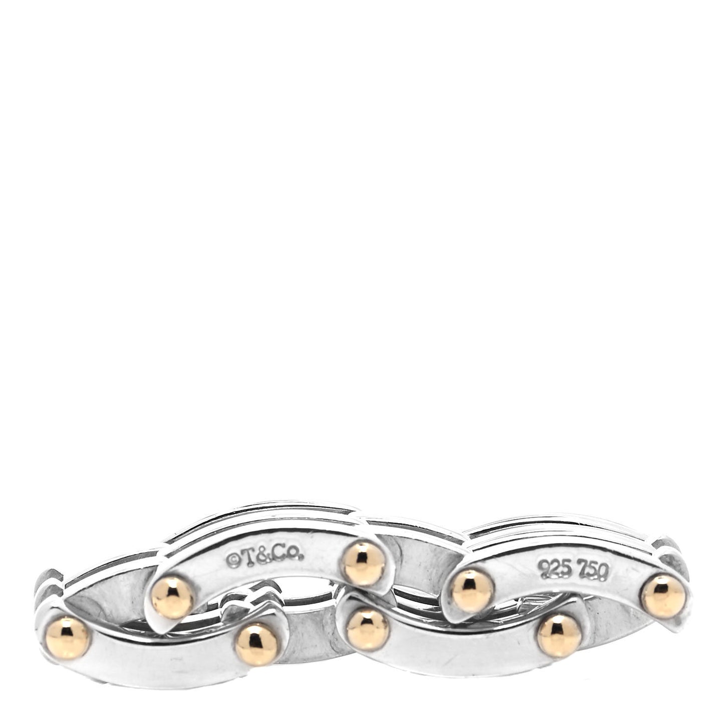 Sterling Silver 18K Yellow Gold Gatelink Ring 53 6.5