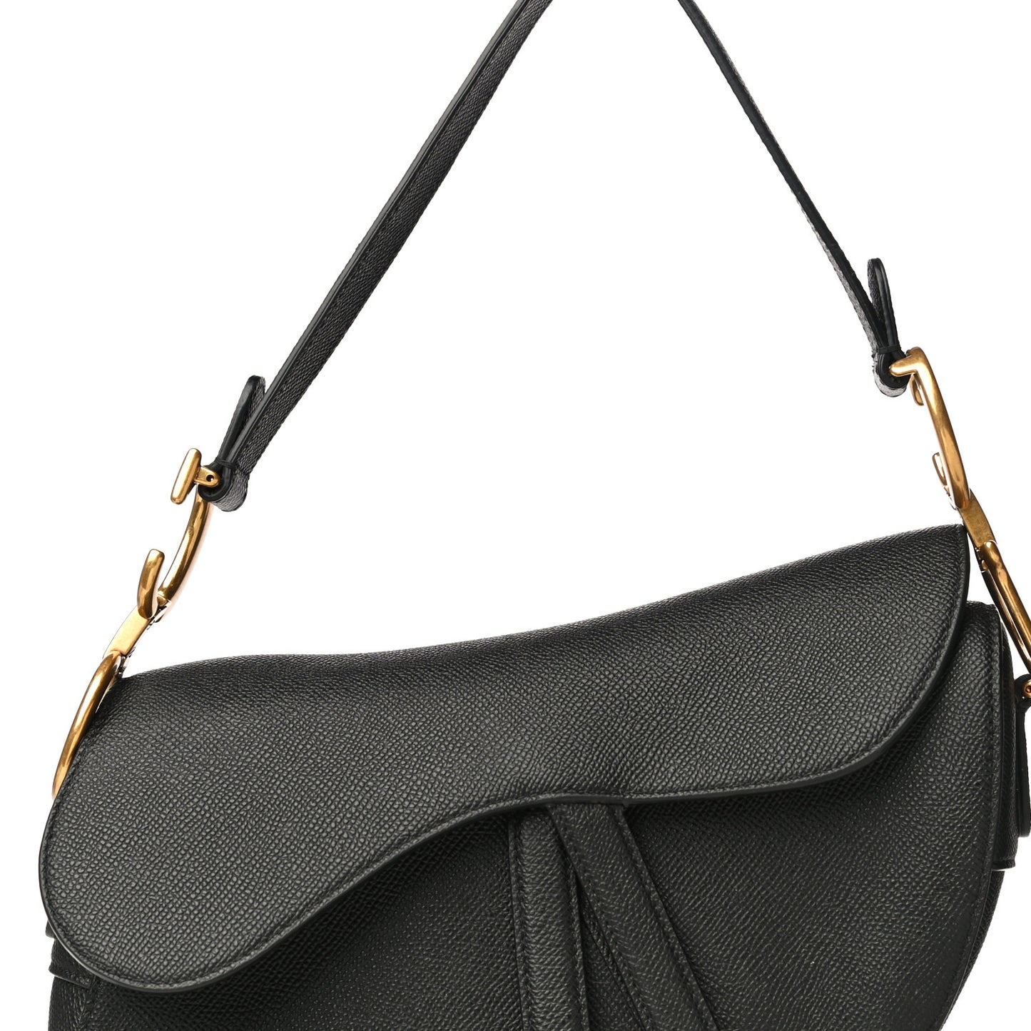 Grained Calfskin Saddle Bag Black