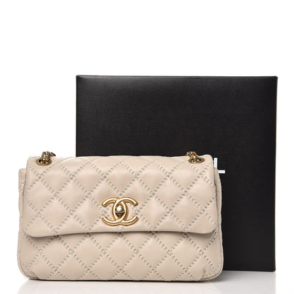 Chanel Calfskin Quilted Retro Chain Flap Beige 9 of 9