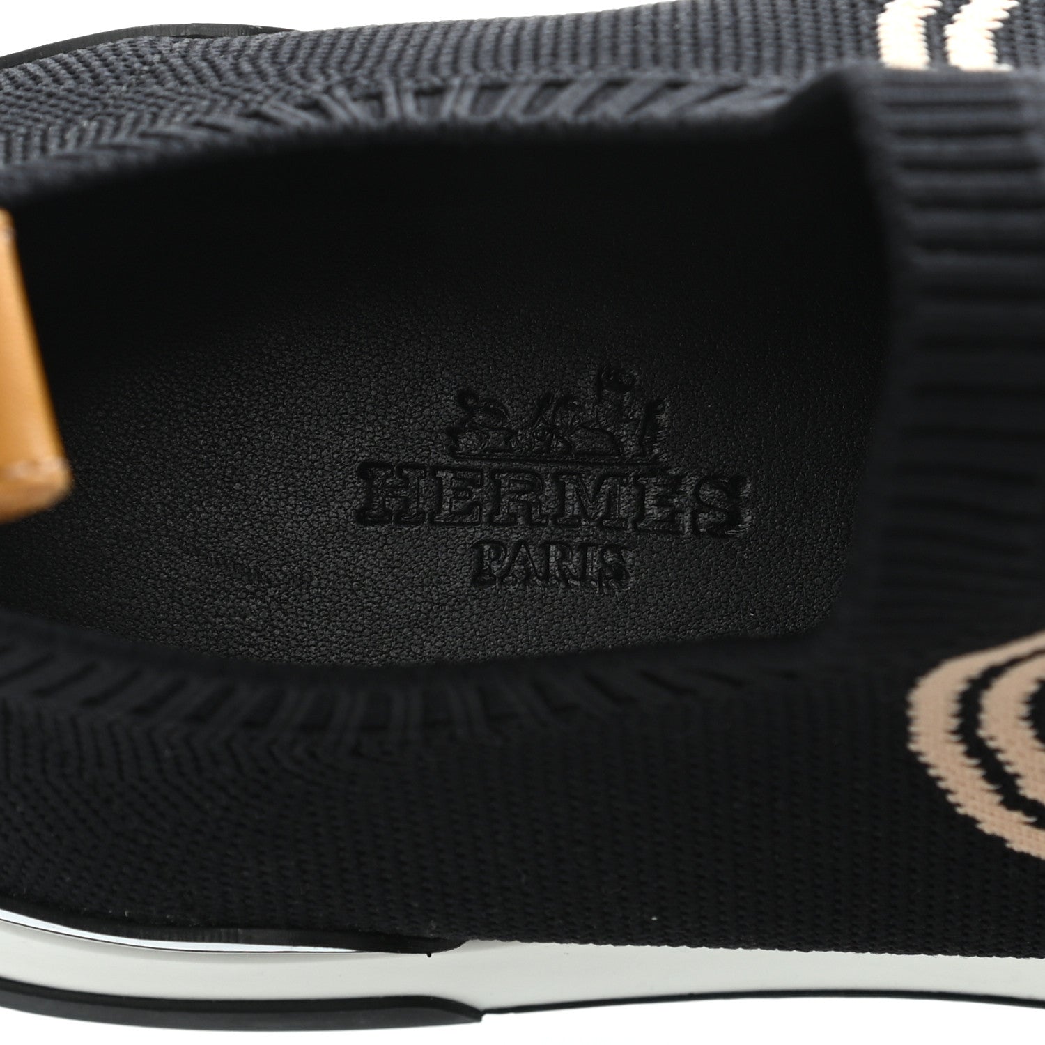 Hermes Knit Goatskin Womens Bow Sneakers 36 Black 6 of 7
