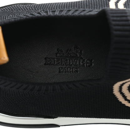 Hermes Knit Goatskin Womens Bow Sneakers 36 Black 6 of 7