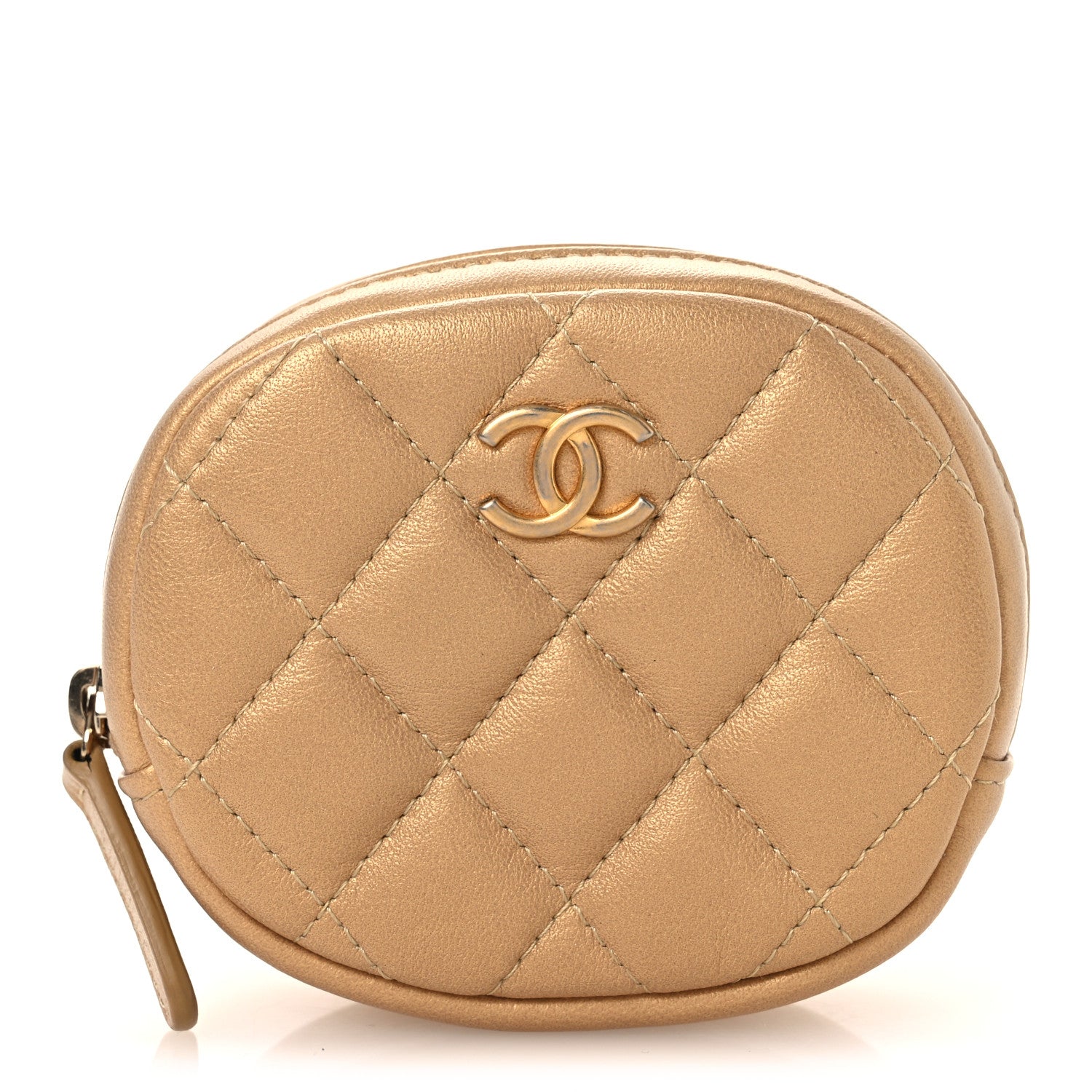 Chanel Metallic Lambskin Quilted Zip Around Classic Coin Purse Gold 1 of 11