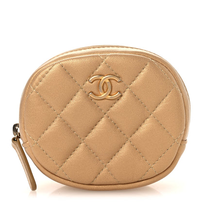 Chanel Metallic Lambskin Quilted Zip Around Classic Coin Purse Gold 1 of 11