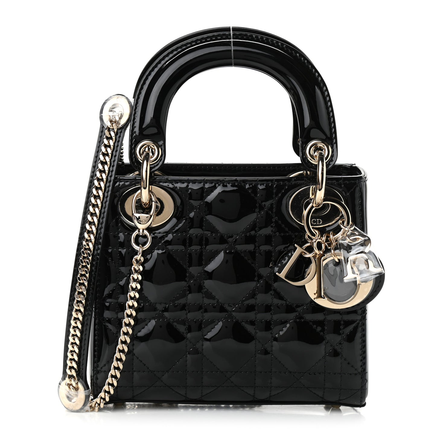 Patent Cannage Mini Lady Dior Black