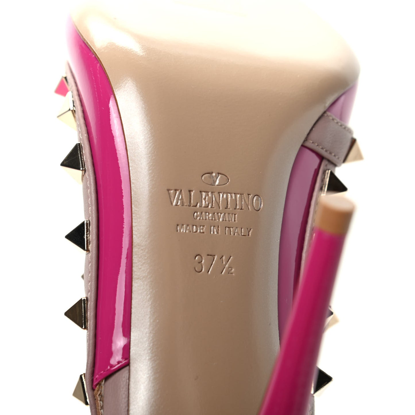 Patent Rockstud Ankle Strap Pumps 37.5 Fuchsia Poudre