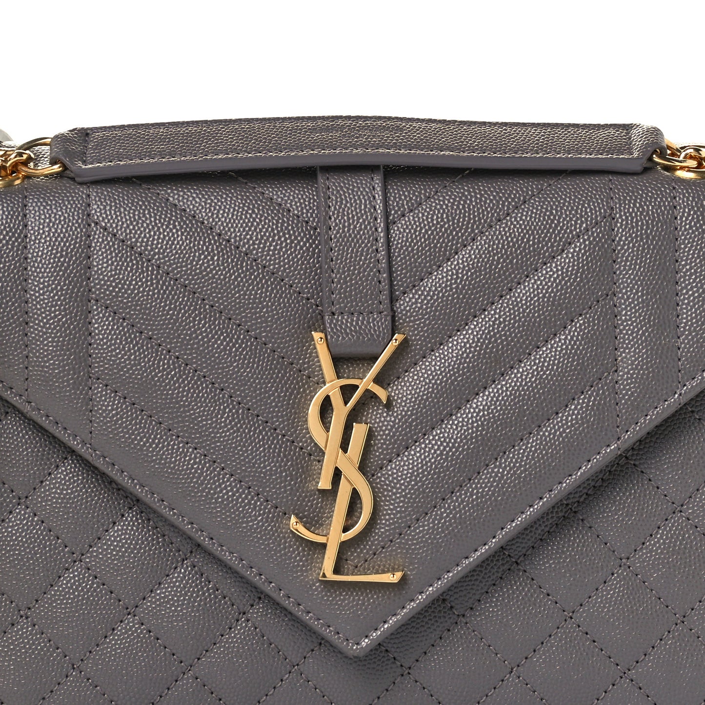 Grain De Poudre Textured Mixed Matelasse Medium Triquilt Monogram Satchel Fog