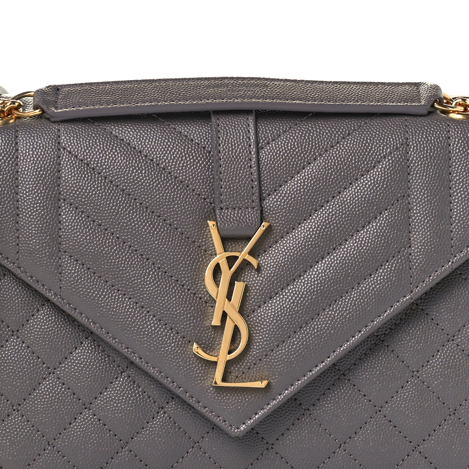 Saint Laurent Grain De Poudre Textured Mixed Matelasse Medium Triquilt Monogram Satchel Fog 9 of 12