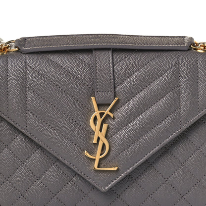 Saint Laurent Grain De Poudre Textured Mixed Matelasse Medium Triquilt Monogram Satchel Fog 9 of 12