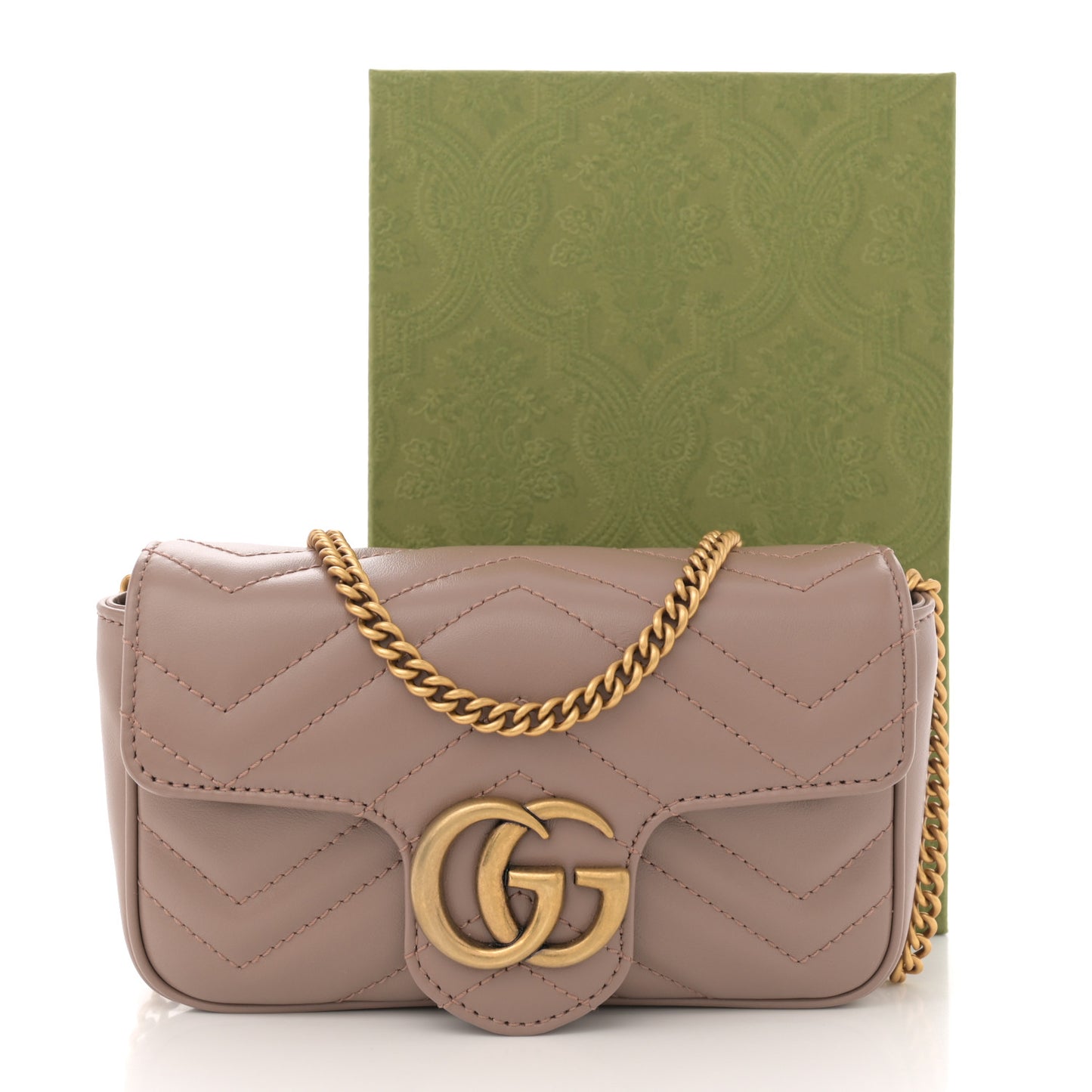 Calfskin Matelasse Super Mini GG Marmont Shoulder Bag Porcelain Rose