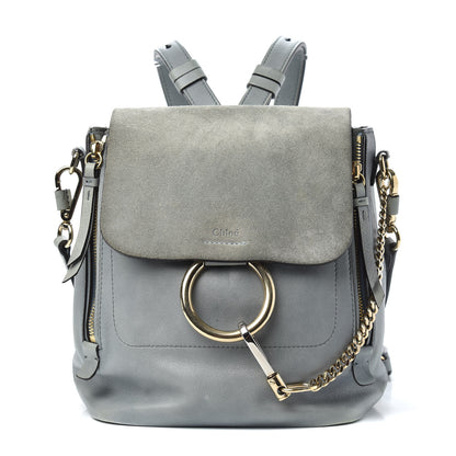 Chloe Suede Calfskin Small Faye Backpack Washed Blue 1 of 14