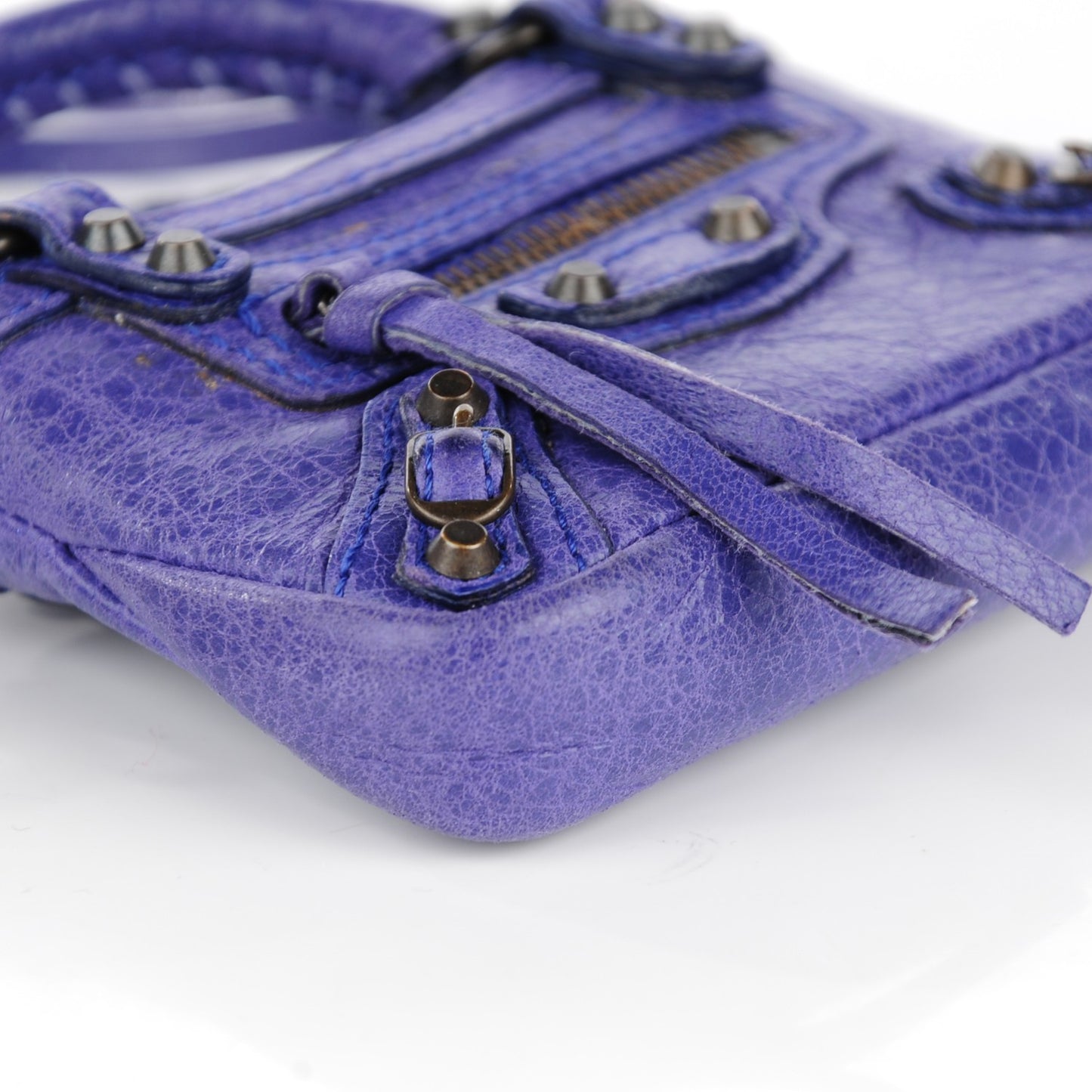 Agneau Classic Hardware Mini First Bag Charm Bleu Lavande