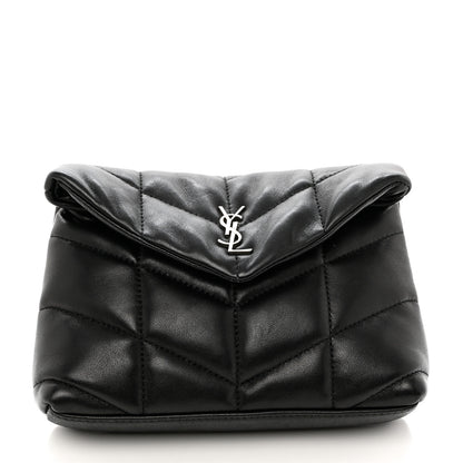 Saint Laurent Lambskin Monogram Loulou Puffer Pouch Clutch Black 3 of 13
