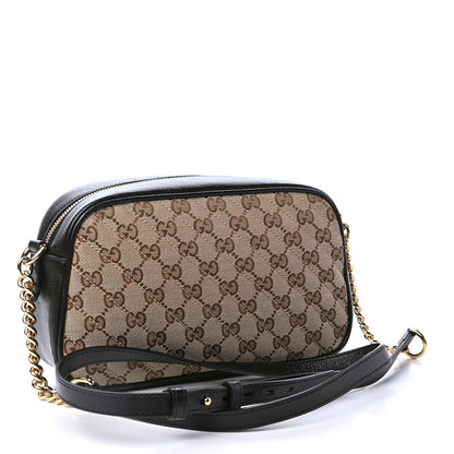 Gucci Monogram Matelasse Diagonal Small GG Marmont Chain Shoulder Bag Beige Black 2 of 4