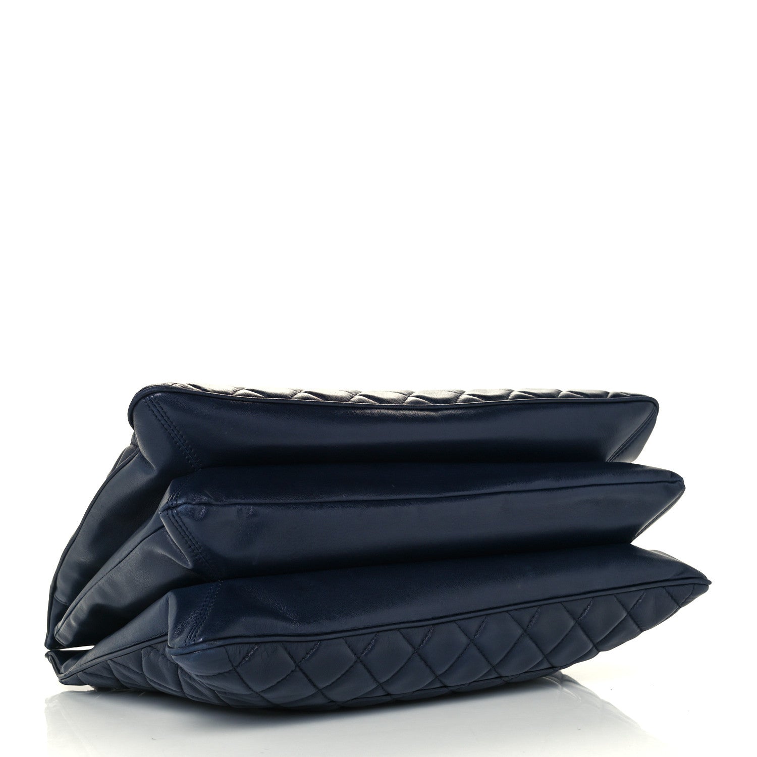 Chanel Lambskin Quilted Accordion Shopping Tote Navy 5 of 11