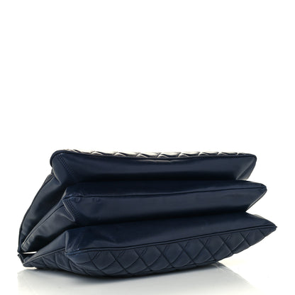 Chanel Lambskin Quilted Accordion Shopping Tote Navy 5 of 11