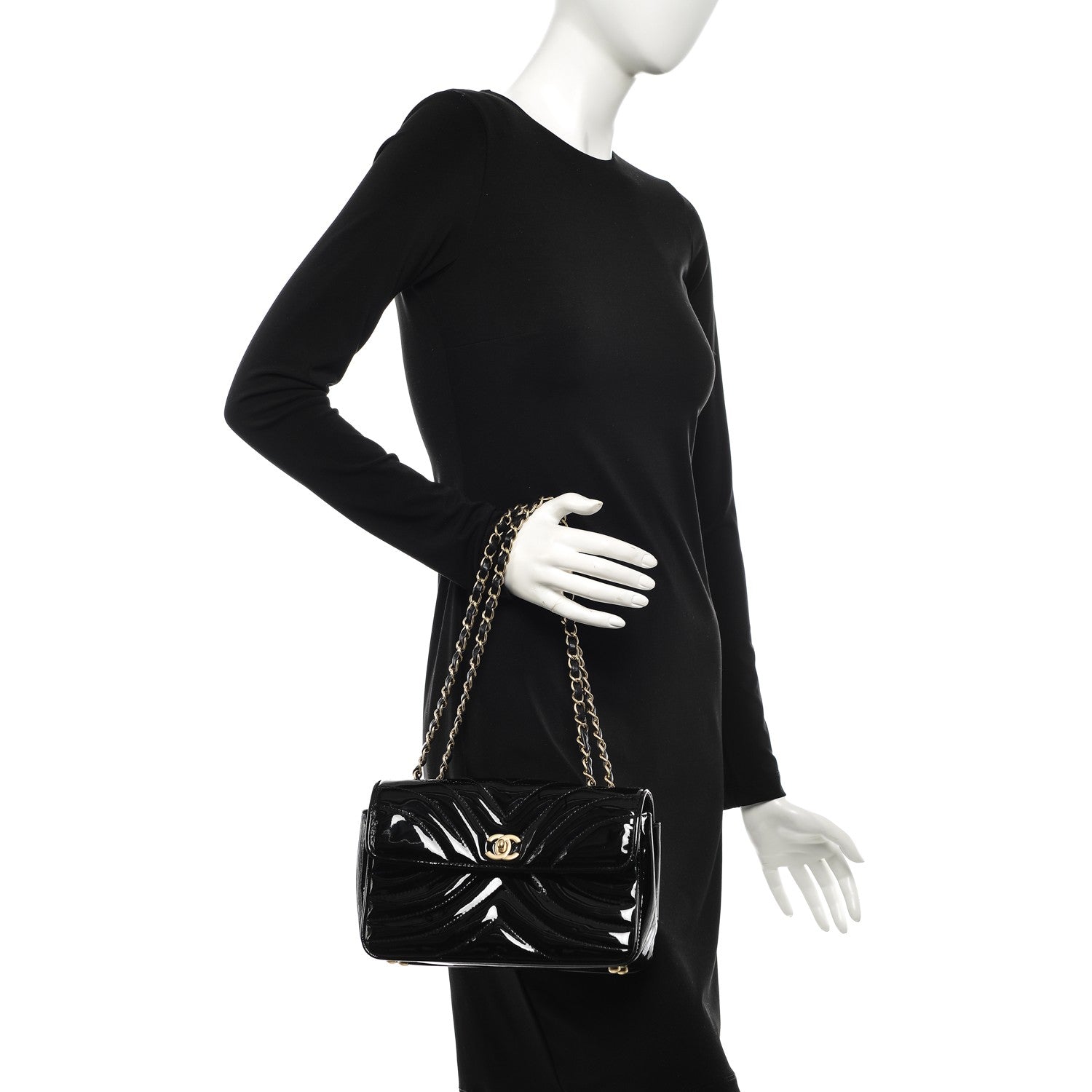 Chanel Patent Small Chevron Single Flap Black 2 of 7