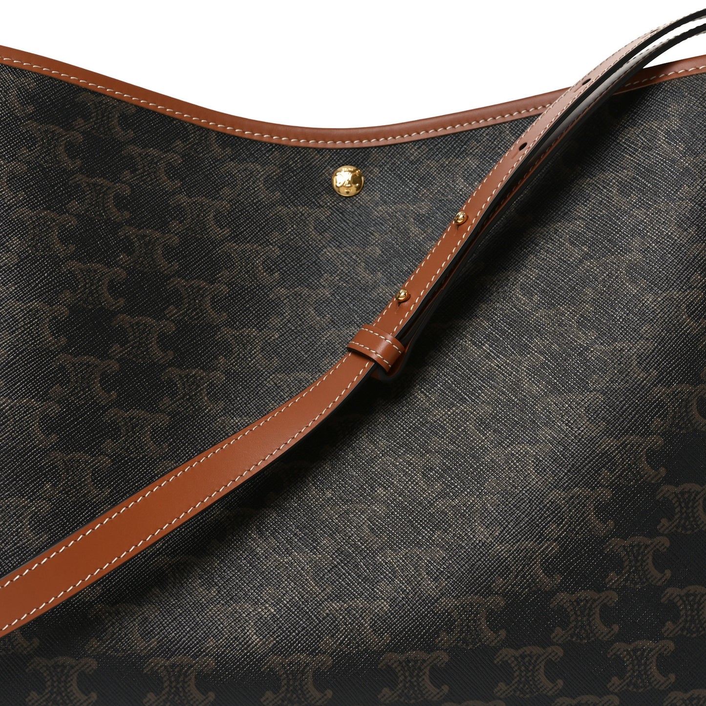 Triomphe Canvas Calfskin Shopper Tote Tan