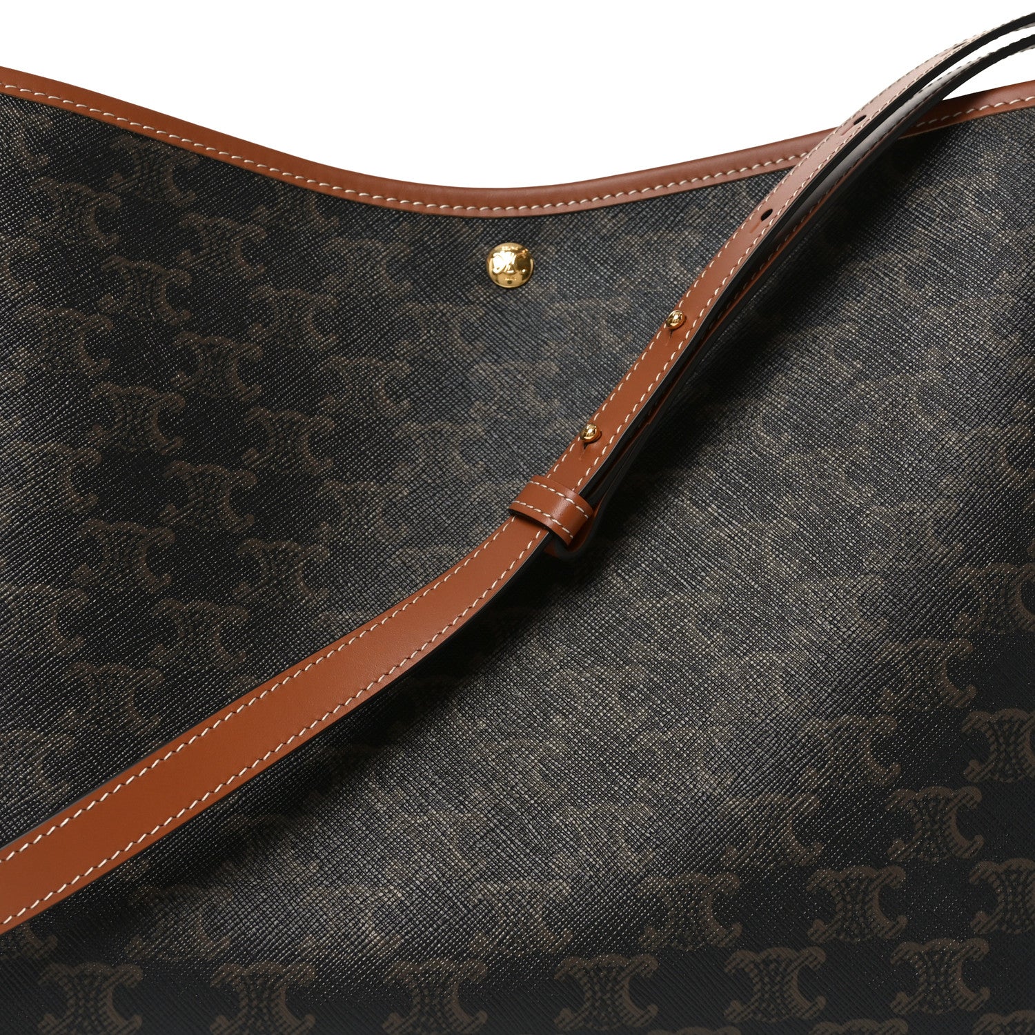 Celine Triomphe Canvas Calfskin Shopper Tote Tan 8 of 10