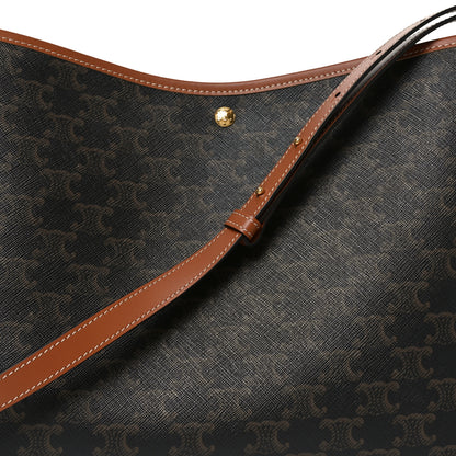 Celine Triomphe Canvas Calfskin Shopper Tote Tan 8 of 10