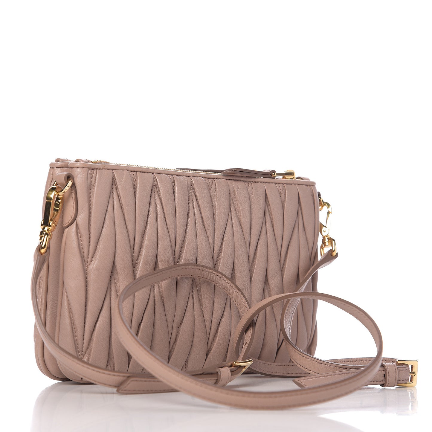 Nappa Matelasse Double Zip Crossbody Cammeo