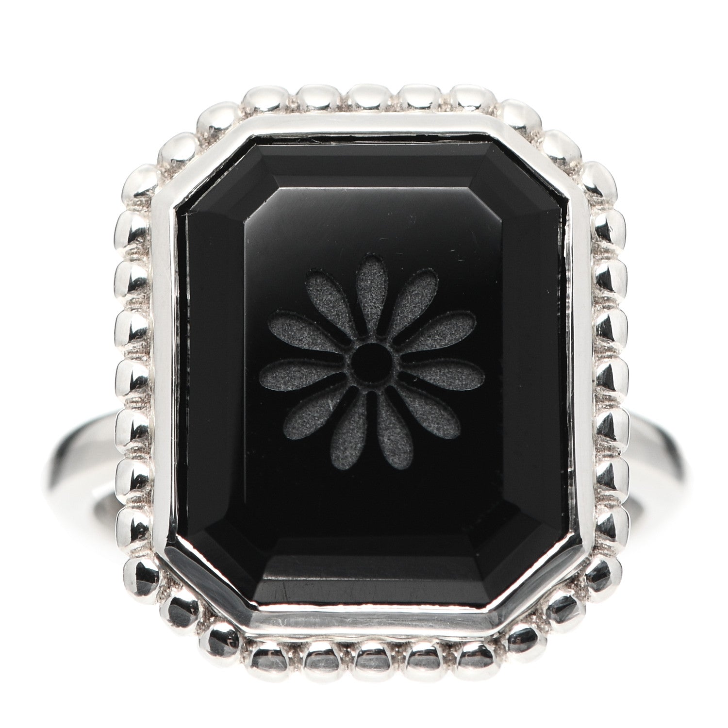 Tiffany Sterling Silver Black Onyx Ziegfeld Daisy Ring 53 6.25 1 of 6
