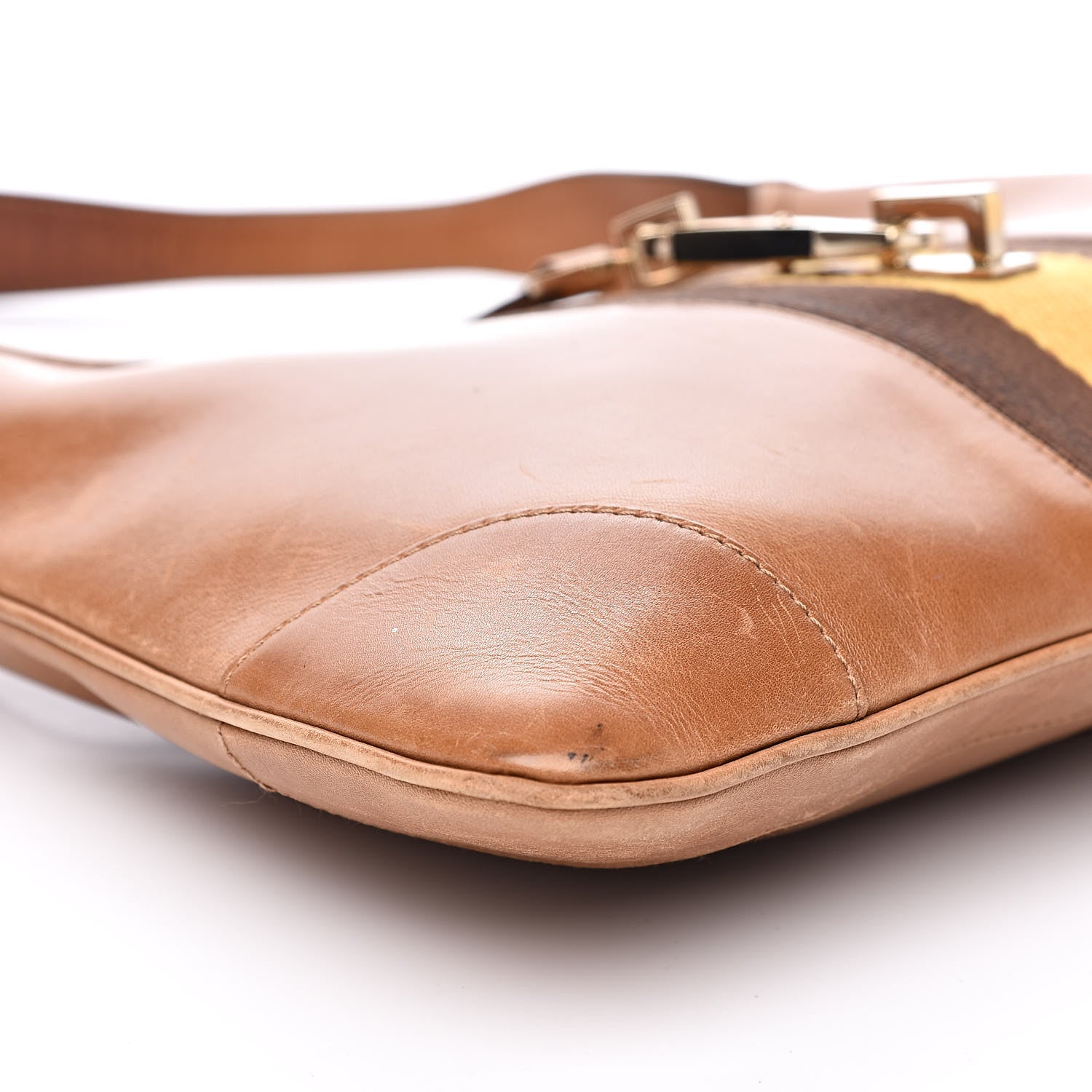 Gucci Calfskin Web Lobster Clasp Lock Jackie O Hobo Brown 8 of 18