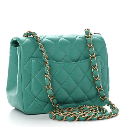 Chanel Lambskin Quilted Mini Square Flap Green 3 of 9