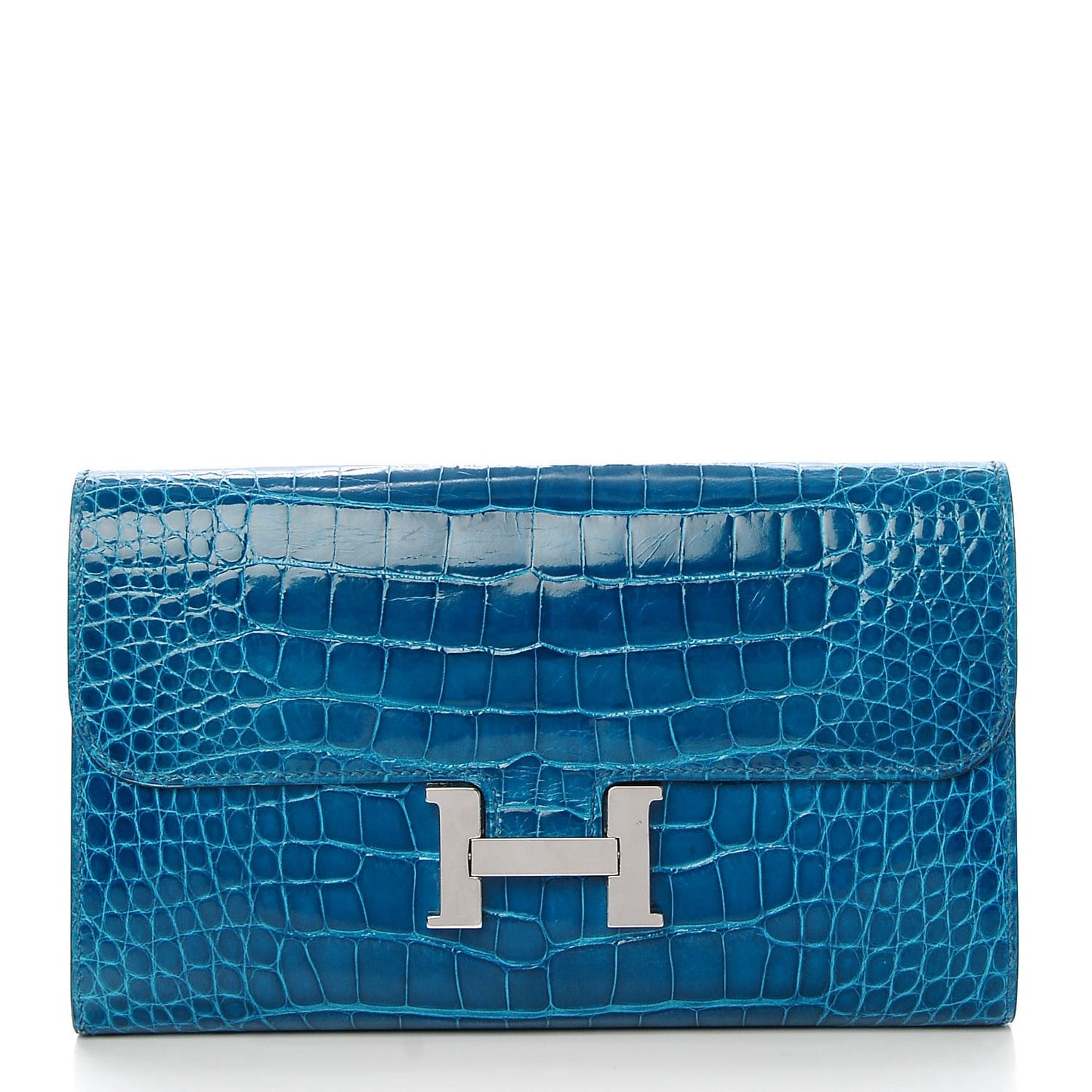 Shiny Alligator Constance Wallet Bleu Izmir