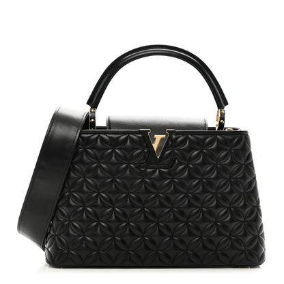 Louis Vuitton Lambskin Quilted Flower Capucines PM Black 1 of 9