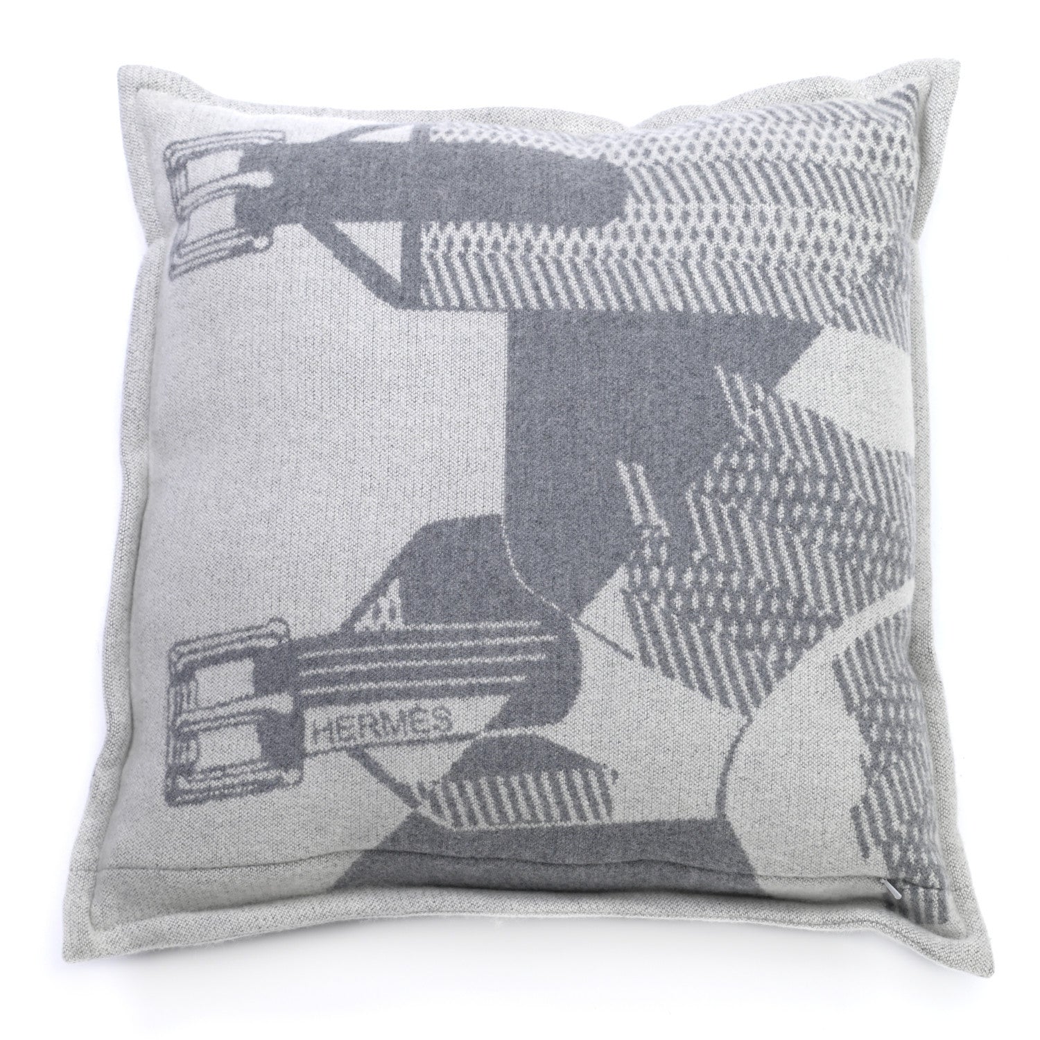 Hermes Merino Wool Les Sangles Pillow Gris 3 of 6