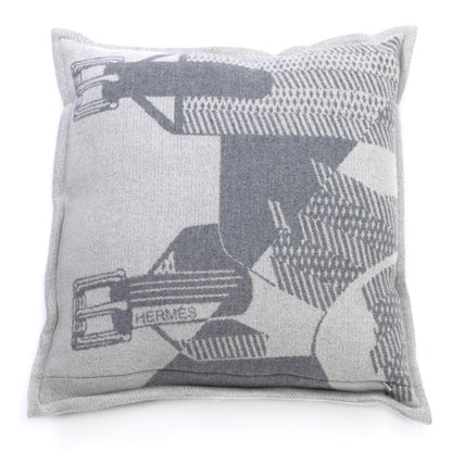 Hermes Merino Wool Les Sangles Pillow Gris 3 of 6