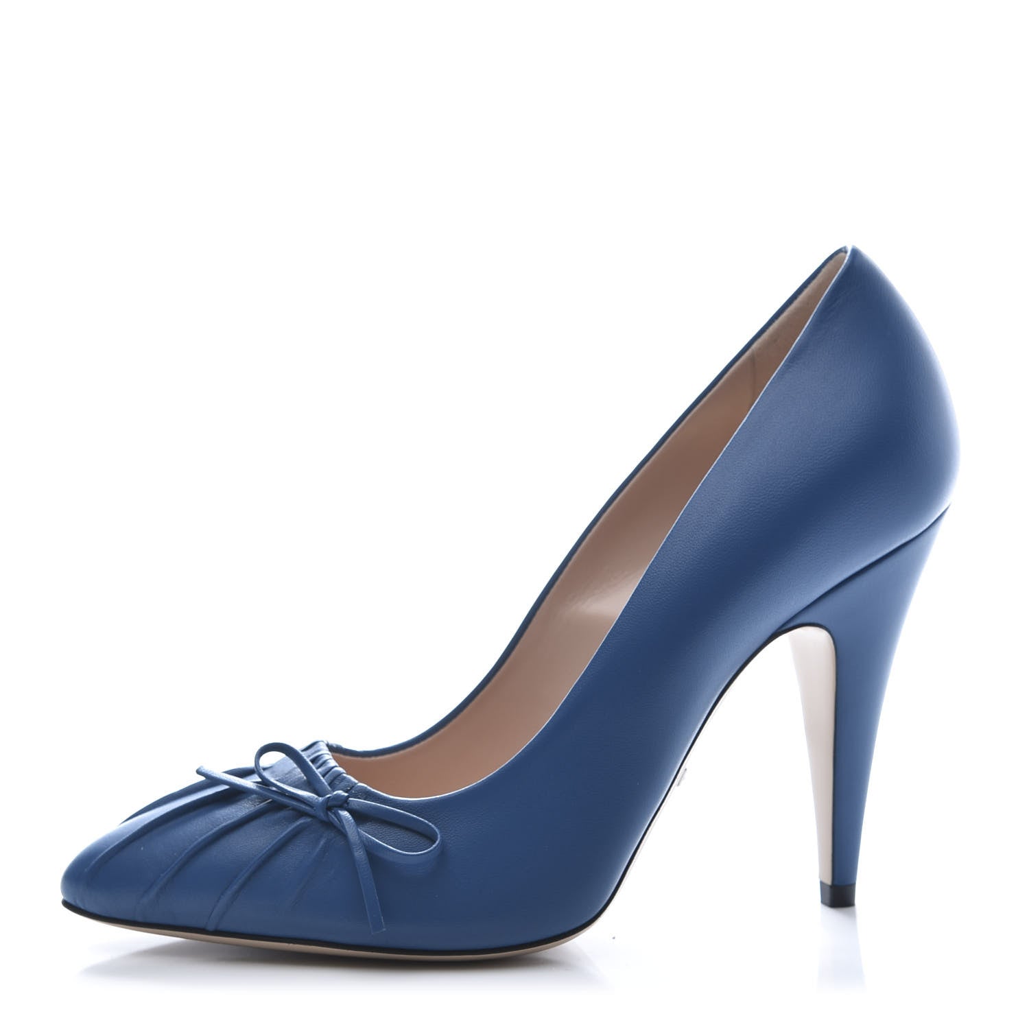 Gucci Nappa Bow High Heel Pumps 38 Riviera Blue 1 of 9