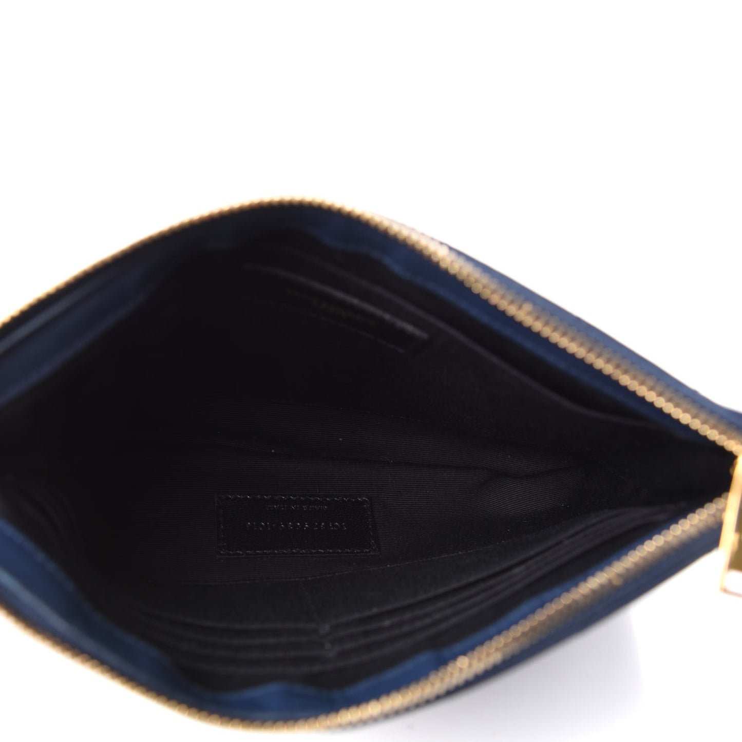 Calfskin Matelasse Chevron Monogram A5 Wristlet Deep Marine