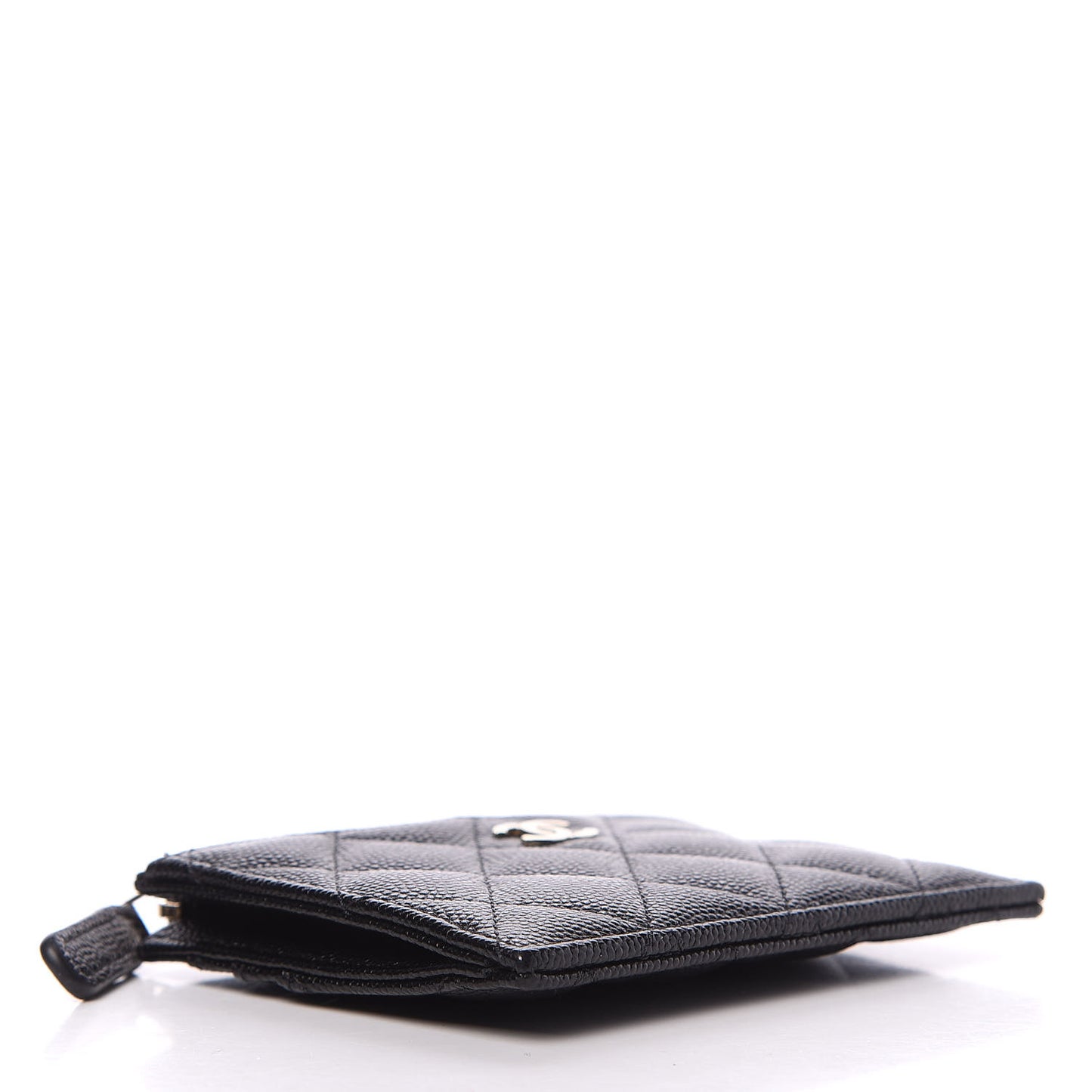 Caviar Quilted CC Zip Card Holder Black