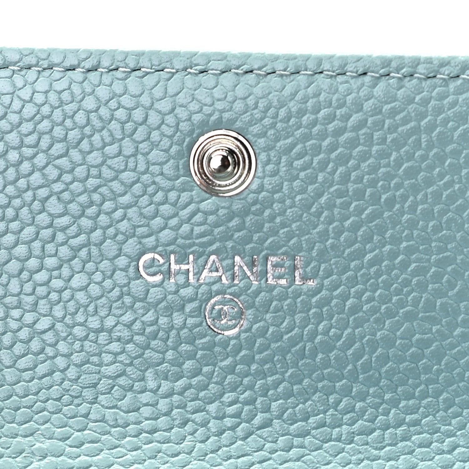 Chanel Caviar Chevron Quilted Boy Card Holder Light Blue 7 of 10