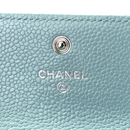 Chanel Caviar Chevron Quilted Boy Card Holder Light Blue 7 of 10