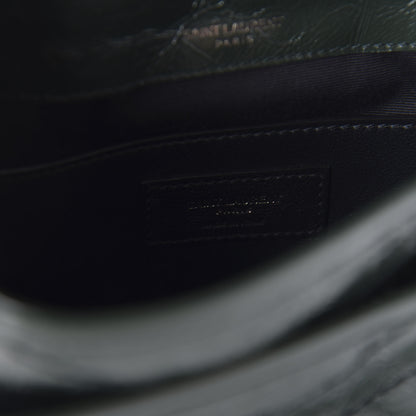 Saint Laurent Crinkled Calfskin Matelasse Monogram Baby Niki Chain Satchel Dark Green 8 of 9
