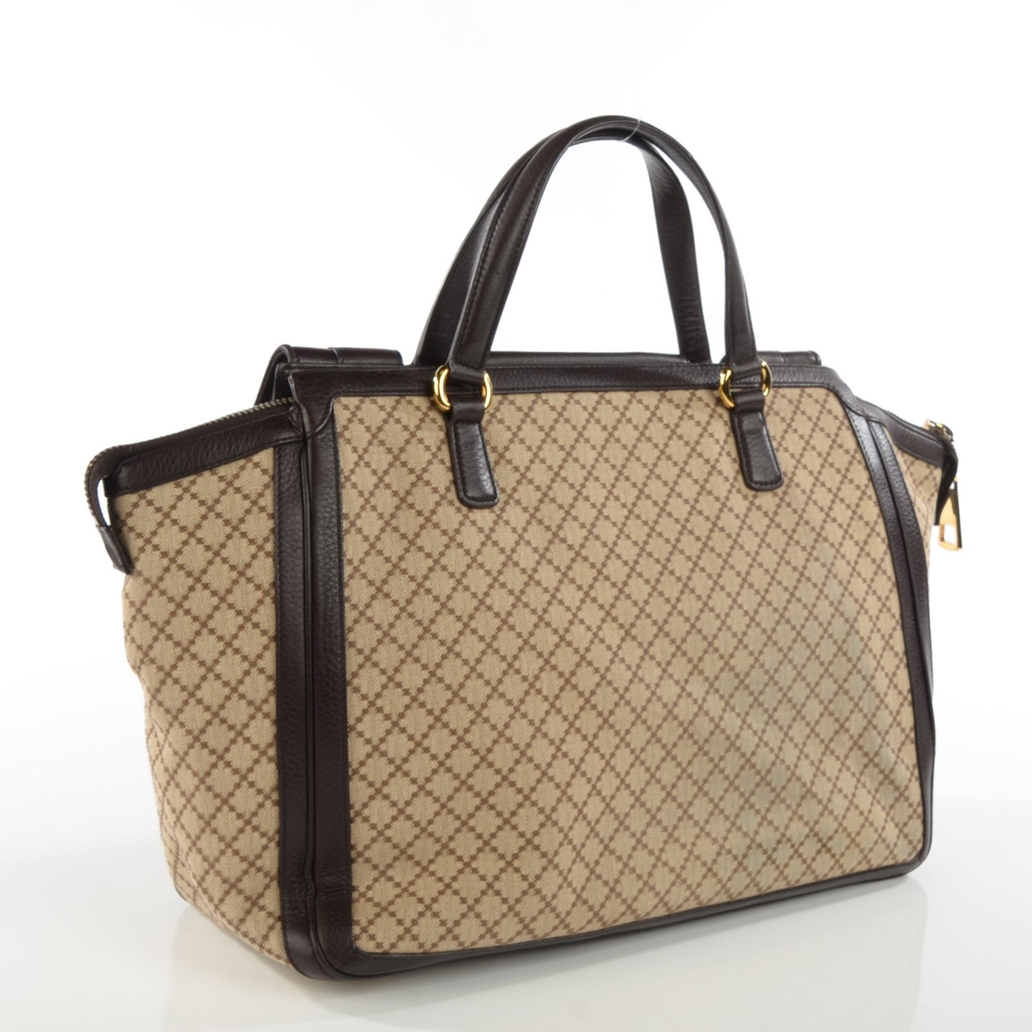 Diamante Cellarius Calfskin Medium 1973 Top Handle Bag Beige Ebony Cocoa