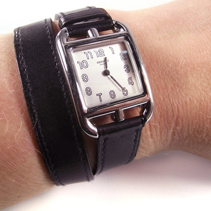 Hermes Stainless Steel Barenia 23mm Cape Cod Double Tour Quartz Watch Noir 2 of 9