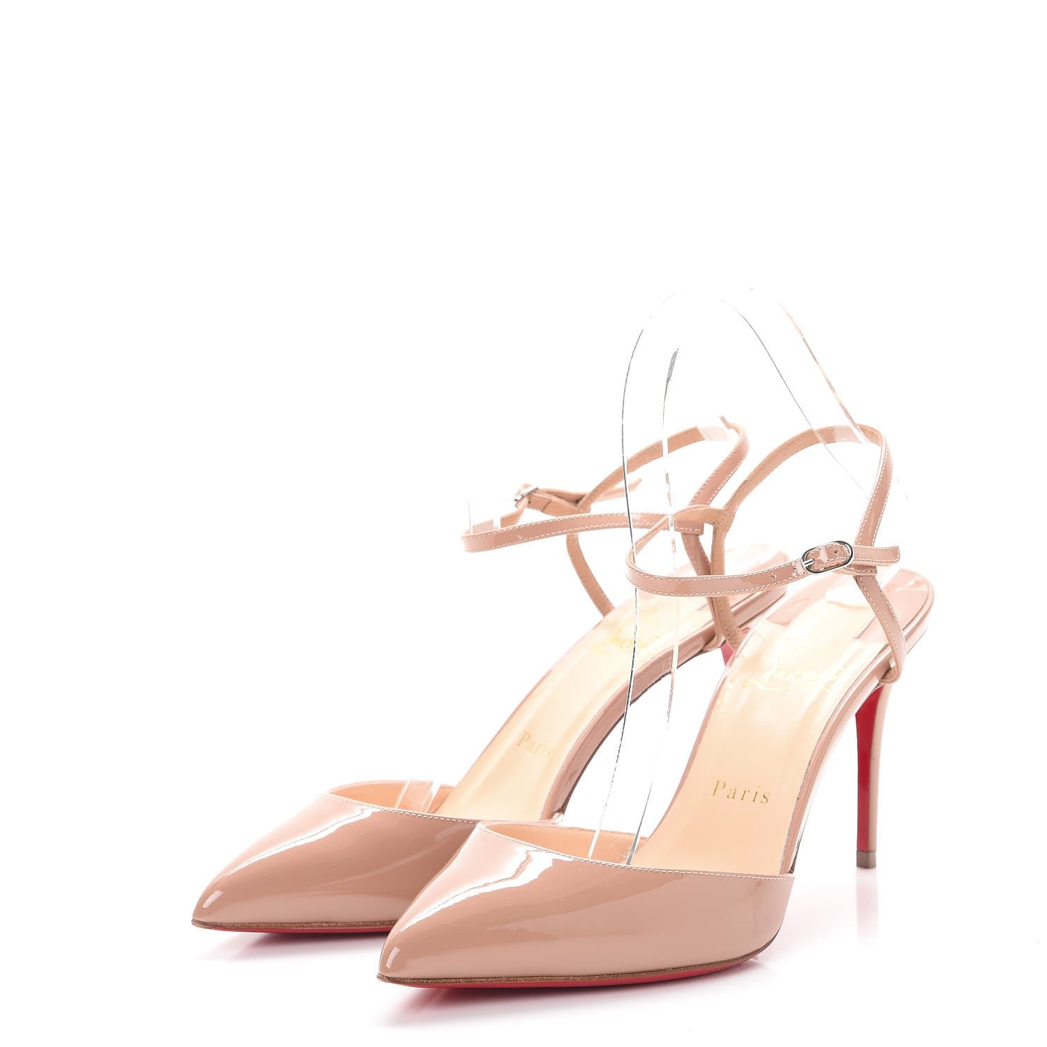 Christian Louboutin Patent Rivierina Ankle Strap 85 Pumps 37.5 Beige 3 of 11