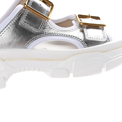 Gucci Metallic Nappa Aguru Slide Sandals 40.5 Argent Great White 5 of 12