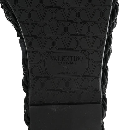 Valentino Garavani Calfskin Silk Torchon Vlogo Platform Espadrille 100 Wedge Sandals 39 Black 7 of 10