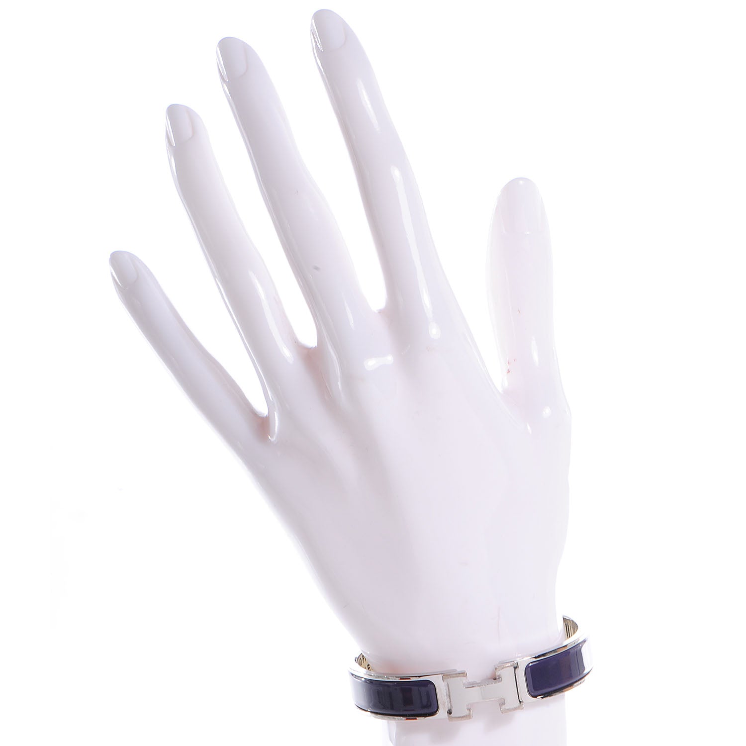 Hermes Silver and Palladium Clic Clac H Bracelet PM Prune 2 of 5
