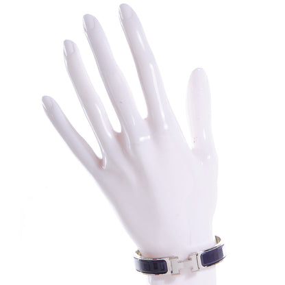Hermes Silver and Palladium Clic Clac H Bracelet PM Prune 2 of 5