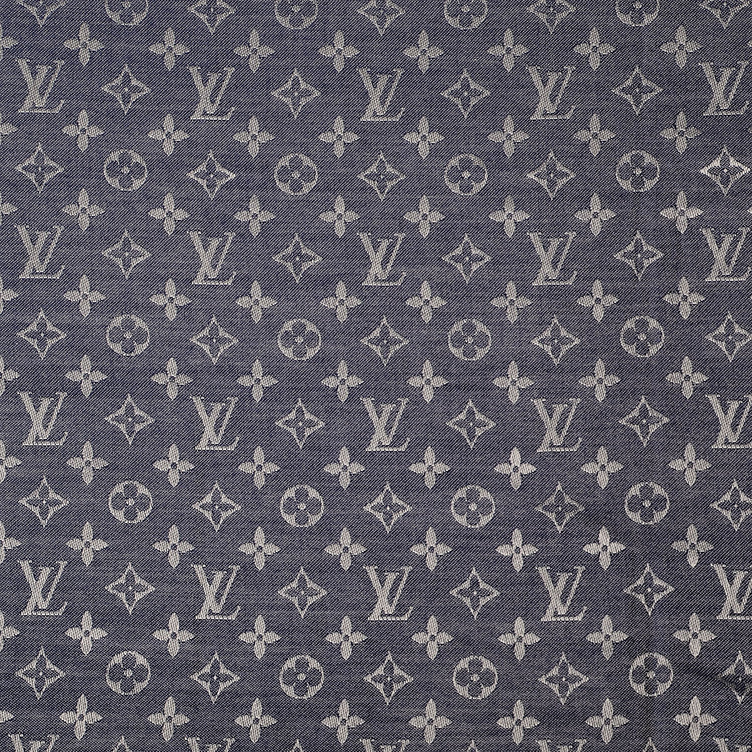 Louis Vuitton Wool Silk Monogram Denim Shawl Blue 1 of 5