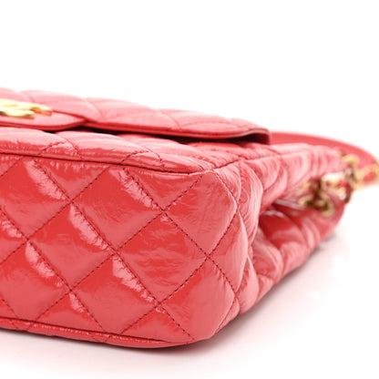 Chanel Shiny Crumpled Calfskin Quilted Wavy CC Hobo Red 7 of 9