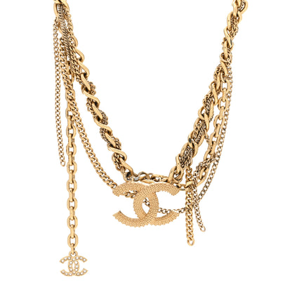Chanel Metal Chain Link CC Multi Strand Choker Necklace Gold 1 of 5