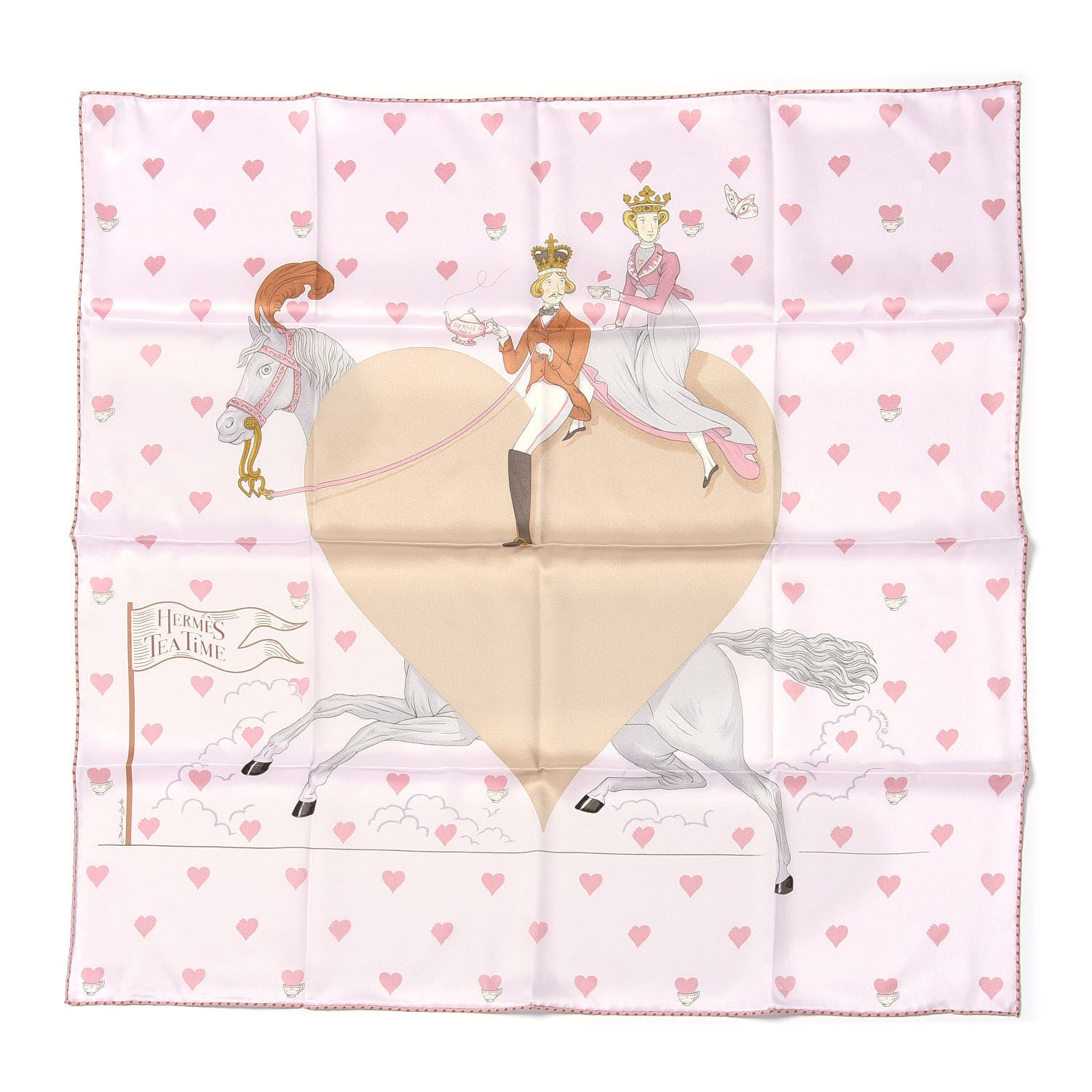 Hermes Silk Hermes Tea Time Scarf 70 Rose Pale Beige 1 of 4