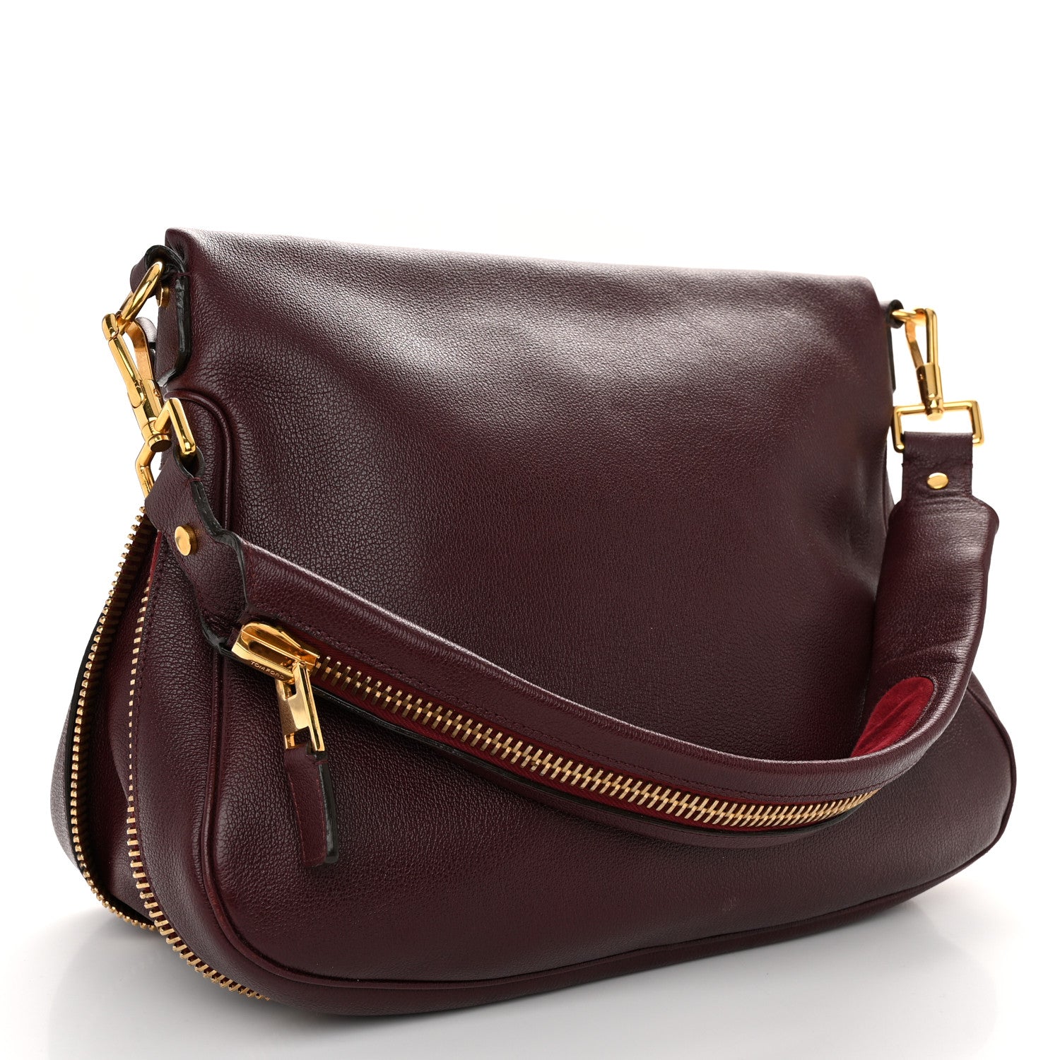 Tom Ford Pebbled Calfskin Large Jennifer Burgundy 3 of 10
