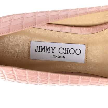 Jimmy Choo Crocodile Embossed Calfskin Mirele Ballet Flat 38 Blush 7 of 10
